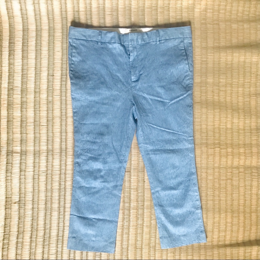 J BRAND Light Blue Cropped Linen Dress Pants, Size 8